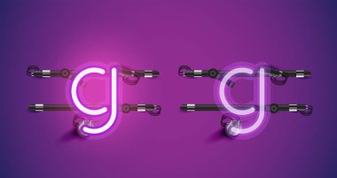 Gerçekçi parlayan mor neon charcter ve kapalı