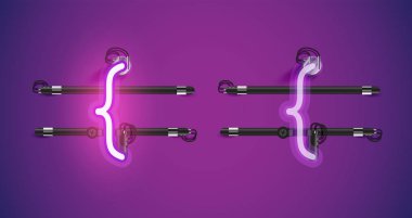 Gerçekçi parlayan mor neon charcter ve kapalı