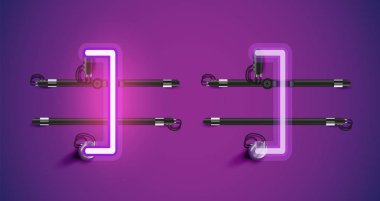 Gerçekçi parlayan mor neon charcter ve kapalı