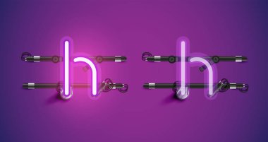 Gerçekçi parlayan mor neon charcter ve kapalı