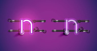 Gerçekçi parlayan mor neon charcter ve kapalı