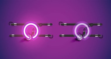 Gerçekçi parlayan mor neon charcter ve kapalı