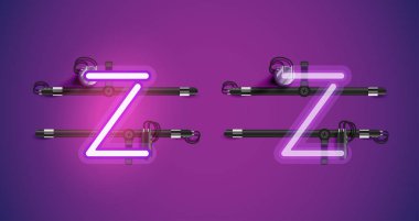 Gerçekçi parlayan mor neon charcter ve kapalı