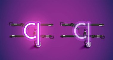 Gerçekçi parlayan mor neon charcter ve kapalı