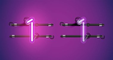 Gerçekçi parlayan mor neon charcter ve kapalı