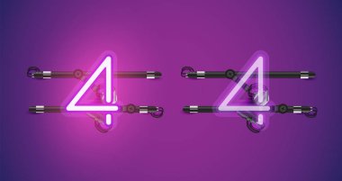 Gerçekçi parlayan mor neon charcter ve kapalı