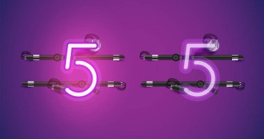 Gerçekçi parlayan mor neon charcter ve kapalı