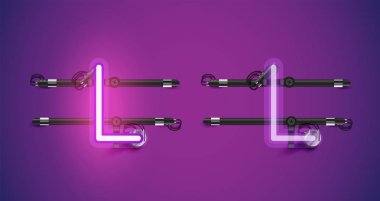 Gerçekçi parlayan mor neon charcter ve kapalı