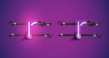 Gerçekçi parlayan mor neon charcter ve kapalı