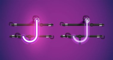 Gerçekçi parlayan mor neon charcter ve kapalı