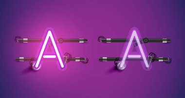 Gerçekçi parlayan mor neon charcter ve kapalı