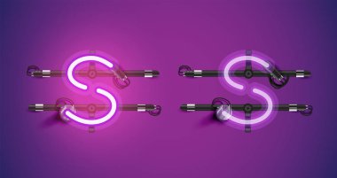 Gerçekçi parlayan mor neon charcter ve kapalı