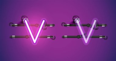 Gerçekçi parlayan mor neon charcter ve kapalı