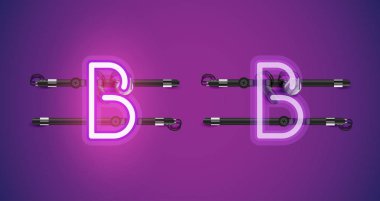 Gerçekçi parlayan mor neon charcter ve kapalı