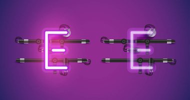 Gerçekçi parlayan mor neon charcter ve kapalı