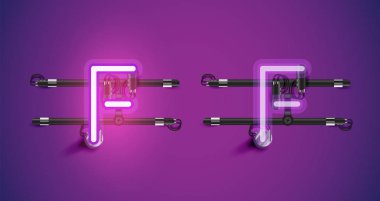 Gerçekçi parlayan mor neon charcter ve kapalı