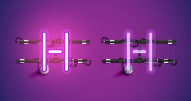 Gerçekçi parlayan mor neon charcter ve kapalı