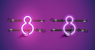 Gerçekçi parlayan mor neon charcter ve kapalı