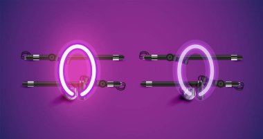 Gerçekçi parlayan mor neon charcter ve kapalı