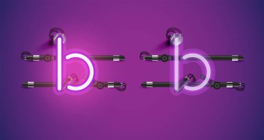 Gerçekçi parlayan mor neon charcter ve kapalı