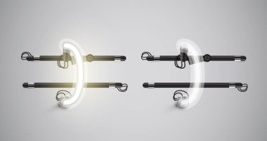 Gerçekçi parlayan gri neon charcter ve kapalı