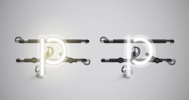 Gerçekçi parlayan gri neon charcter ve kapalı