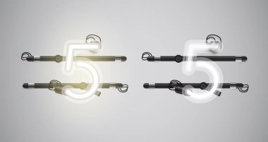 Gerçekçi parlayan gri neon charcter ve kapalı