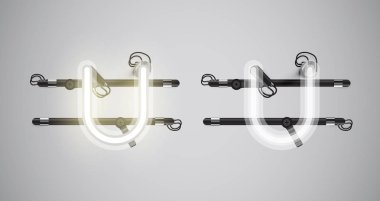 Gerçekçi parlayan gri neon charcter ve kapalı