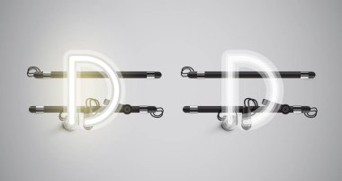 Gerçekçi parlayan gri neon charcter ve kapalı