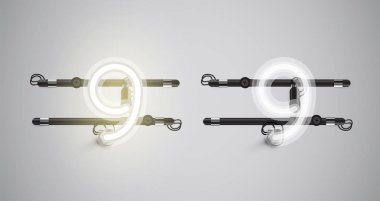 Gerçekçi parlayan gri neon charcter ve kapalı