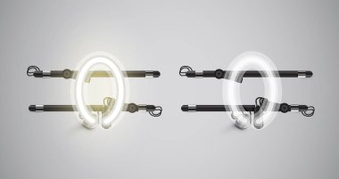 Gerçekçi parlayan gri neon charcter ve kapalı