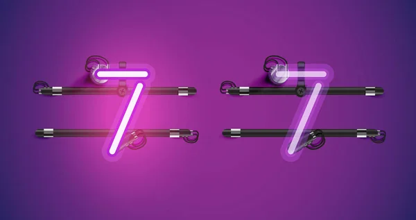 Realistyczny świecący fioletowy Neon charcter na i od — Wektor stockowy