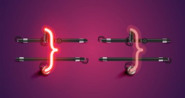 Gerçekçi parlayan kırmızı neon charcter ve kapalı