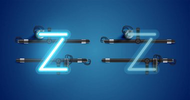 Gerçekçi parlayan mavi neon charcter ve kapalı