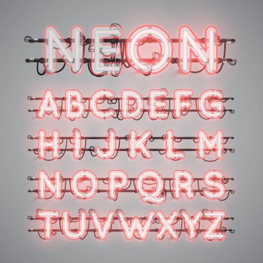 Gerçekçi parlayan çift neon charcter ve kapalı