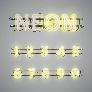 Gerçekçi parlayan çift neon charcter ve kapalı