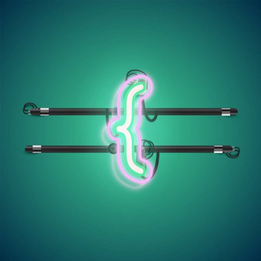 Bir fontset'ten gerçekçi parlayan çift neon charcter