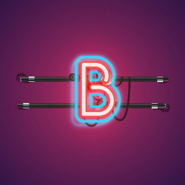Conso ile bir fontset gerçekçi parlayan çift neon charcter