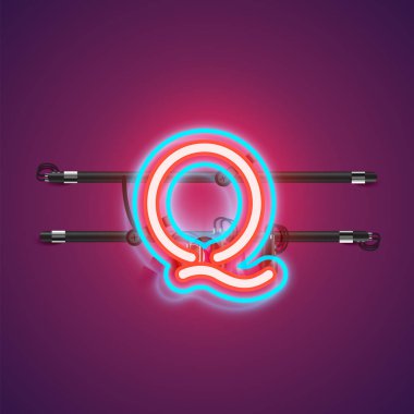 Conso ile bir fontset gerçekçi parlayan çift neon charcter