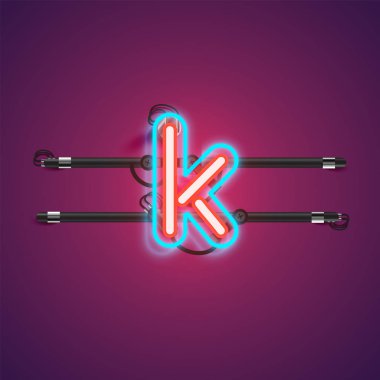 Conso ile bir fontset gerçekçi parlayan çift neon charcter