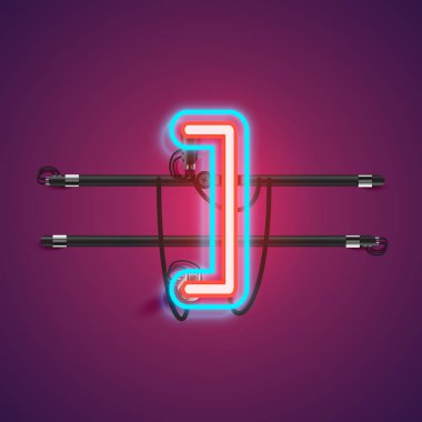 Conso ile bir fontset gerçekçi parlayan çift neon charcter