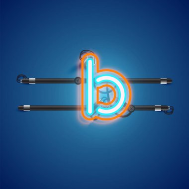 Conso ile bir fontset gerçekçi parlayan çift neon charcter