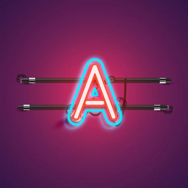 Realistyczny świecący podwójny Neon charcter z Fontset z Conso — Wektor stockowy