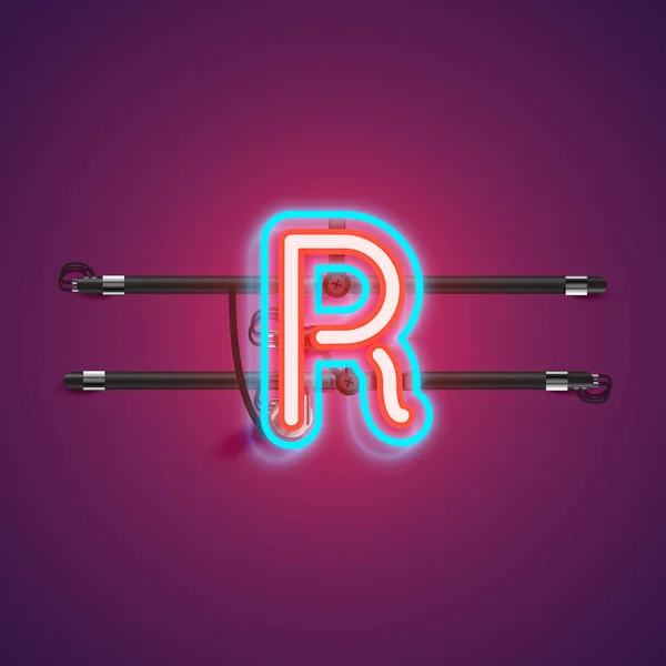 Realistische leuchtende doppelte Neon-Schrift aus einem Fontset mit Conso — Stockvektor