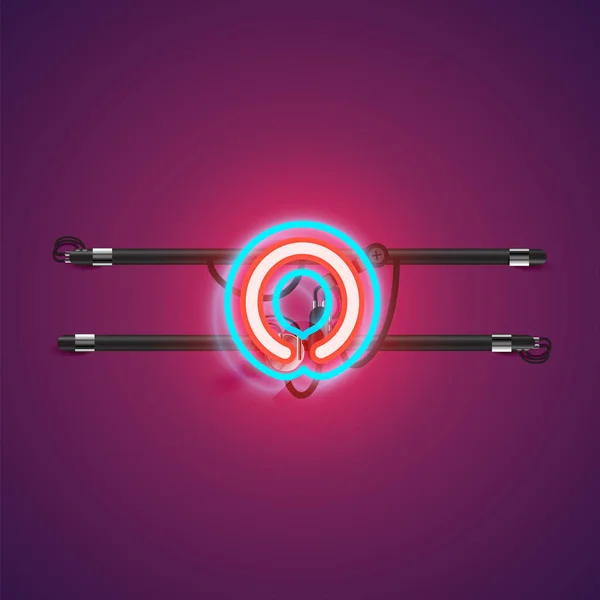 Conso ile bir fontset gerçekçi parlayan çift neon charcter — Stok Vektör