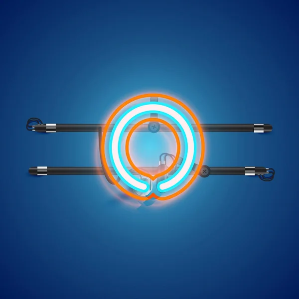 Caractère réaliste lumineux double néon d'un jeu de polices avec conso — Image vectorielle
