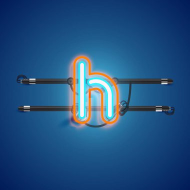Bir fontset'ten gerçekçi parlayan çift neon charcter
