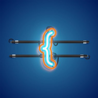 Bir fontset'ten gerçekçi parlayan çift neon charcter