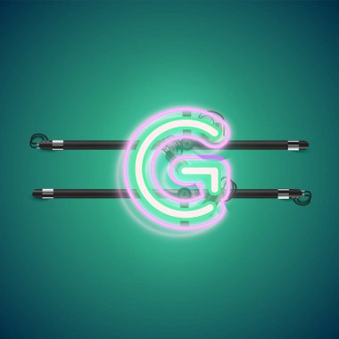 Bir fontset'ten gerçekçi parlayan çift neon charcter