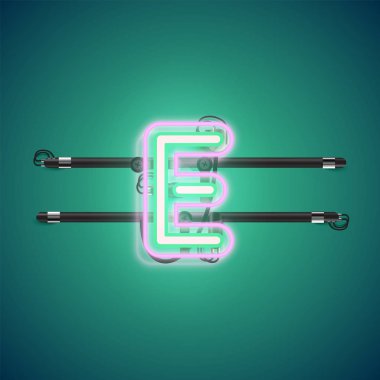 Bir fontset'ten gerçekçi parlayan çift neon charcter